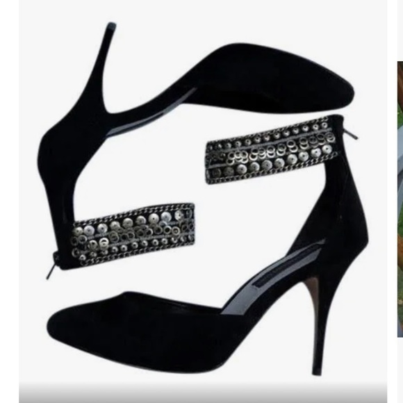 Steve Madden Shoes - Steve Madden Luxe Black Suede Leather Fiona Grommet Ankle Strap Zip Heels Sz 7.5